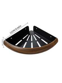 1PC No-Drill Wall-Mounted Triangular Storage Rack, Imitation Walnut Wood Waterproof Bathroom Triangular Storage Rack, Multifunctional Home Kitchen Space Saving - Multicolor - View 2