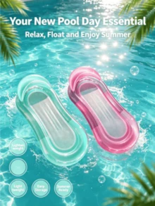 Gradient Transparent Mesh Inflatable Water Hammock Float With Pillow, PVC Floating Lounge Raft, Summer Beach Pool Party Inflatable Swimming Seat For Adults - Solid Color Gradient - View 2