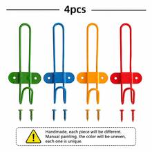 Zazumi 4PCS Creative Double Hook Metal Wall Hook, Colorful Heavy Duty Wall Mounted Coat Hook Rack, Multifunctional Hanging Hook For Towel, Bag, Key & Hat, Space-Saving Wall Organizer For Home, Bathroom, Bedroom, Kitchen & Entryway, - Multicolor - View 11