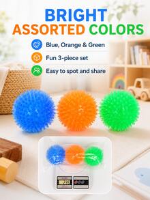 1/3Pcs Squeaky Spiky TPR Dog Chew Ball, Floating Puppy Fetch Pool Toy, Boredom Relief Dental Toy For Small Medium Dogs Teeth Cleaning - Multicolor - View 4