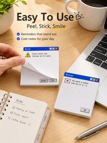 Joivida 1/4Pcs 50-Sheet Retro Computer Error Pop-Up Sticky Notes, Creative Adhesive Memo Pad For To Do Lists, Reminders, Messages, Journaling, Office Desk, Home Workspace, Party Favor, Birthday, Holiday & Novelty Gift - one-size - View 9