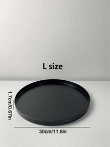 1PC Standard Size Black Metal Durable Rustproof Non Slip Scratch Resistant Easy Clean Round Serving Tray Storage Organizer Plant Pot Base Candle Holder For Home Office Kitchen Tabletop Desk Decoration Housewarming Gift - Black - View 5
