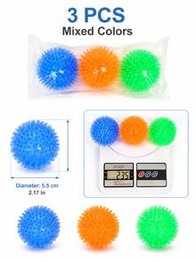 1/3Pcs Squeaky Spiky TPR Dog Chew Ball, Floating Puppy Fetch Pool Toy, Boredom Relief Dental Toy For Small Medium Dogs Teeth Cleaning - Multicolor - View 7