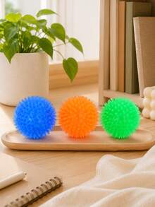 1/3Pcs Squeaky Spiky TPR Dog Chew Ball, Floating Puppy Fetch Pool Toy, Boredom Relief Dental Toy For Small Medium Dogs Teeth Cleaning - Multicolor - View 3