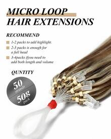 50PCS Micro Loop Hair Extensions,100% Human Hair Micro Beads With Fishing Line,Remy Hair 50g Hair Extensions Mix Brown Blonde Color S6/613 - S6/613 - View 5