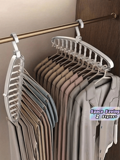 2PCS Feet Plastic Folding Non Slip Multi Functional Wall Mounted Enclosed Storage Lightweight Hanger Rack Closet Organizer Space Saving Home Dorm Office