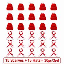 20 Stücke, Mini Weihnachtsmütze, Mini Weihnachtsmütze und Schal Set, Mini Weihnachtsmütze gestrickt, Weihnachtsmannmütze klein für Weihnachts-Weinflaschenhülle, Weihnachtsdekoration, Weihnachtspartys - Mehrfarbig - Übersicht 10