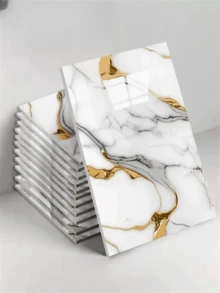 22PCS Marble Pattern Self Adhesive Removable Peel And Stick Tile Stickers Waterproof Oil Proof For Kitchen Bathroom Wall Floor Home Decor Living Room Bedroom Birthday Graduation Gift - White - View 6