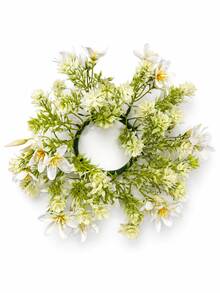 Haus Hana Artificial Daisy Candle Ring Wreath Decor, White Floral Table Centerpiece Ornament For Wedding Banquet Dinner Table Arrangement, Faux Flower Candle Holder Garland Home Desktop Party Layout Prop Reusable Tabletop Decor - Multicolor - View 15