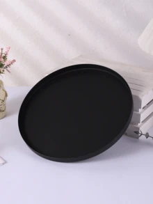 1PC Standard Size Black Metal Durable Rustproof Non Slip Scratch Resistant Easy Clean Round Serving Tray Storage Organizer Plant Pot Base Candle Holder For Home Office Kitchen Tabletop Desk Decoration Housewarming Gift - Black - View 4