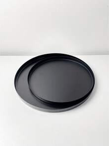 1PC Standard Size Black Metal Durable Rustproof Non Slip Scratch Resistant Easy Clean Round Serving Tray Storage Organizer Plant Pot Base Candle Holder For Home Office Kitchen Tabletop Desk Decoration Housewarming Gift - Black - View 14