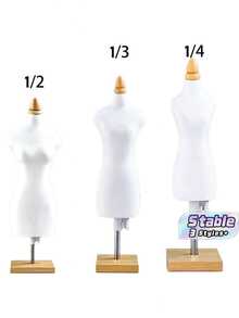 1 Mini Mannequin Sewing Teaching Prop With Square Base For Clothing Display - Beige - View 1