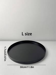1PC Standard Size Black Metal Durable Rustproof Non Slip Scratch Resistant Easy Clean Round Serving Tray Storage Organizer Plant Pot Base Candle Holder For Home Office Kitchen Tabletop Desk Decoration Housewarming Gift - Black - View 12