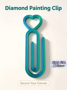 1/2/4/5/10 piezas Clips de lienzo para pintura de diamantes 5D con forma de corazón, pinzas de fijación y posicionamiento de lienzo, herramientas DIY de bordado de strass cuadradas y redondas hechas a mano - Azul-verde - Ver 1