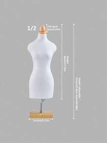 1 Mini Mannequin Sewing Teaching Prop With Square Base For Clothing Display - Beige - View 7