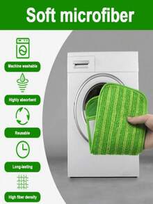 1Pc /2Pcs Cationic Microfiber Mop Pads Compatible With 12 Inch Mop Reusable Washable Strong Absorption 11x5 Inch Green Navy Blue Cleaning Accessories For Home - Multiple Colors - View 4
