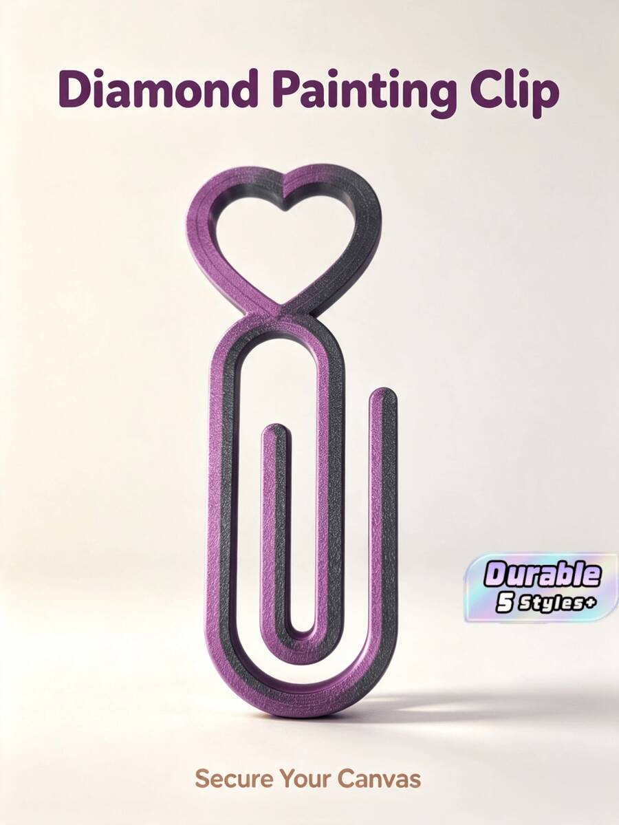 1/2/4/5/10pcs 5D Diamond Painting Heart Canvas Clips, Canvas Fixing Positioning Clamps, Handmade Square And Round Rhinestone Embroidery DIY Tools - black and purple - View 1
