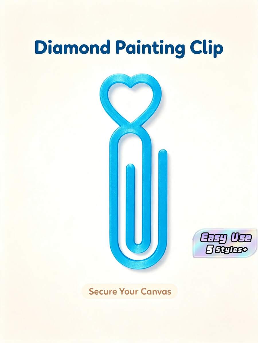1/2/4/5/10 piezas Clips de lienzo para pintura de diamantes 5D con forma de corazón, pinzas de fijación y posicionamiento de lienzo, herramientas DIY de bordado de strass cuadradas y redondas hechas a mano - Azul - Ver 1