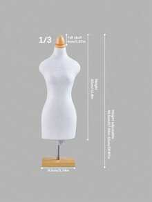 1 Mini Mannequin Sewing Teaching Prop With Square Base For Clothing Display - Beige - View 8