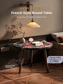 1pc Mandarin Pattern Round Side Table Nordic Style Nightstand Sofa Corner Table For Living Room Bedroom Home Furnishing Decor Supplies - Multicolor - View 1