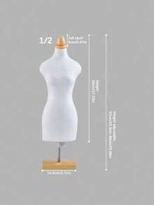 1 Mini Mannequin Sewing Teaching Prop With Square Base For Clothing Display - Beige - View 5