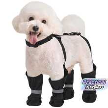 Dog Suspender Boots, Anti-Slip Anti-Fall Anti-Water Dog Shoes Leg Protector, For Small/Medium/Large Dogs Paw Protection, Adjustable Pet Outdoor Walking Shoes - Black - View 1