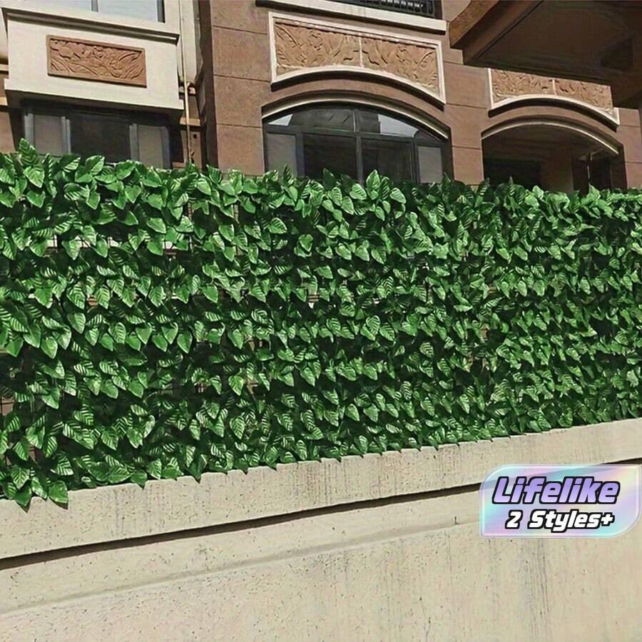 1pc Artificial Ivy Fence Screen Hedge, Balcony Privacy Fence, Uv Resistant Green Wall Decor, Suitable For Garden Decoration And Outdoor Landscape - green - View 1