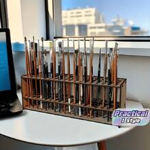 Wooden Brush Storage Rack Suitable For Drawings, Wooden Paint, Pencils, Organizer's Office, Study Supplies Storage Rack, Detachable - log color - View 1