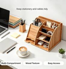 1pc  Desk Organizer, Large-Capacity DIY Pen Holder & Desktop Stationery Storage Rack, Ideal For Organizing Pens And Supplies In Offices, Homes And Schools. - Multicolor - View 4