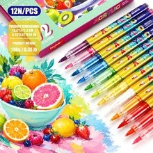Set Spidol Akrilik Cair Lurus 12 Warna, Cocok untuk Melukis, Grafiti, dan Penandaan Warna - Set - View 5
