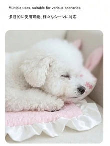 Keset Pendingin Berbentuk Telinga Kelinci dengan Tepi Bergelombang, Alas Tidur Hewan Peliharaan yang Bernapas dan Dapat Dicuci dengan Bantal, Cocok untuk Anjing dan Kucing Kecil/Sedang, Ideal untuk Penggunaan Dalam Ruangan di Cuaca Panas dan Istirahat Sepanjang Hari - MultiWarna - View 14