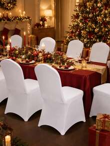 White Stretch Chair Covers For Wedding Folding Chairs Elastic Banquet Slipcovers Party Decor Ceremony Seating Covers Wrinkle Resistant Universal Fit - A - View 5