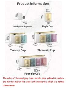 1 Set Wall Mount Toothbrush Holder With 2/3/4 Cups & Toothpaste Dispenser, Punch-Free Creative Bathroom Storage Rack, Convenient Daily Oral Care Organizer For Toothbrush, Toothpaste And Wash Supplies - Multicolor - View 4