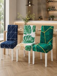 1/6 Piece Geometric Striped Chair Cover, Geometric Lines, Dining Room Chair Cover, Furniture Protection, Home Decoration, Dining Room, Living Room, Kitchen, Dining Chair Cover - Multicolor - View 6