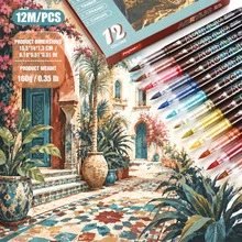 Set Spidol Akrilik Cair Lurus 12 Warna, Cocok untuk Melukis, Grafiti, dan Penandaan Warna - Set - View 2