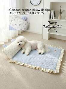 Keset Pendingin Berbentuk Telinga Kelinci dengan Tepi Bergelombang, Alas Tidur Hewan Peliharaan yang Bernapas dan Dapat Dicuci dengan Bantal, Cocok untuk Anjing dan Kucing Kecil/Sedang, Ideal untuk Penggunaan Dalam Ruangan di Cuaca Panas dan Istirahat Sepanjang Hari - MultiWarna - View 3
