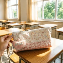 紅色圖案可愛貓咪鉛筆袋 大容量 便攜設計 可當女孩化妝包使用 學生文具 學生鉛筆袋 開學季禮物 - 均碼 - 查看 1
