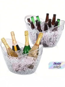 Gallon Plastic Ice Bucket With Handle, Champagne And Wine Cooler, Easy To Carry, Bar Decor, Party Accessory, Essential For Home Hospitality, Suitable For Wine, Champagne, And Beer, Party And Wedding Drinks Bucket - View 2