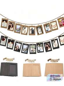 Set Of 10 Paper Photo Pennants-Hanging Photo Display For Weddings, Anniversaries, Birthdays, Festive Parties, Home Decor, And Tabletop Crafts (Includes Clips And Twine)-Christmas - Multicolor - View 1