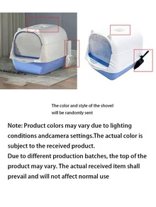Cartoon Cat Ear Fully Enclosed Litter Box With Lid, Large Space Anti-Splash Anti-Scatter Front Filter Door, Leak-Proof Easy-Clean Litter Tray, Includes Litter Scoop, Suitable For Indoor Small And Medium Cats - one-size - View 4