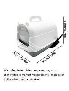 Cartoon Cat Ear Fully Enclosed Litter Box With Lid, Large Space Anti-Splash Anti-Scatter Front Filter Door, Leak-Proof Easy-Clean Litter Tray, Includes Litter Scoop, Suitable For Indoor Small And Medium Cats - one-size - View 2