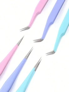 1pc/2pcs Multifunctional Dual Head Tweezers Stainless Steel Precision Pointed Straight Tip With Silicone Rhinestone Clamp Picker Pressing Tool For Nail Art Sticker Decoration Bead Accessory Grip Craft DIY Salon Use Gift - Multicolor - View 5