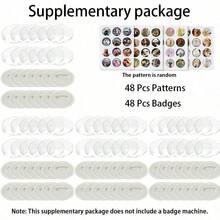 1 Set Children's Badge Making Machine, DIY Badge Maker, Portable Embossing Machine Badge Punch Tool Kit, Includes 1 Round Cutter, 48 Pattern Papers, 48 Badge Components, Multi-Functional - multicolor - View 12