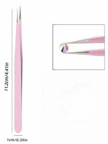 1pc/2pcs Multifunctional Dual Head Tweezers Stainless Steel Precision Pointed Straight Tip With Silicone Rhinestone Clamp Picker Pressing Tool For Nail Art Sticker Decoration Bead Accessory Grip Craft DIY Salon Use Gift - Multicolor - View 3