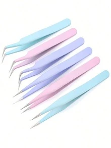 1pc/2pcs Multifunctional Dual Head Tweezers Stainless Steel Precision Pointed Straight Tip With Silicone Rhinestone Clamp Picker Pressing Tool For Nail Art Sticker Decoration Bead Accessory Grip Craft DIY Salon Use Gift - Multicolor - View 2