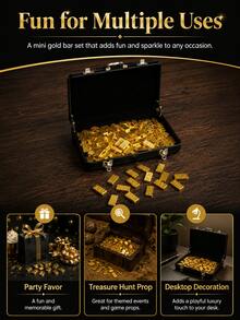 50/60Pcs Mini Gold Bar Ornaments, Imitation Sand Gold Aluminum Alloy Fake Gold Bullion, Tiny Hand Luggage Suitcase Miniature Decor For Soldier Figure Model Scene - Multicolor - View 5