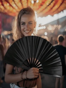 1PC Large Premium Cloth Reinforced ABS Frame Folding Hand Fan Cooling Portable Lightweight Durable Decorative Versatile Gift For Summer Birthday Anniversary Graduation Back To School Carnival - Multicolor - View 5