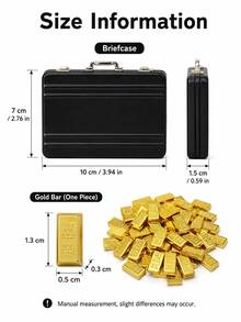 50/60Pcs Mini Gold Bar Ornaments, Imitation Sand Gold Aluminum Alloy Fake Gold Bullion, Tiny Hand Luggage Suitcase Miniature Decor For Soldier Figure Model Scene - Multicolor - View 2