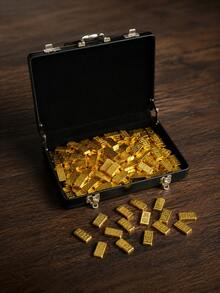 50/60Pcs Mini Gold Bar Ornaments, Imitation Sand Gold Aluminum Alloy Fake Gold Bullion, Tiny Hand Luggage Suitcase Miniature Decor For Soldier Figure Model Scene - Multicolor - View 7