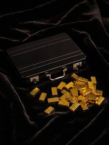 50/60Pcs Mini Gold Bar Ornaments, Imitation Sand Gold Aluminum Alloy Fake Gold Bullion, Tiny Hand Luggage Suitcase Miniature Decor For Soldier Figure Model Scene - Multicolor - View 6